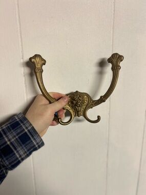 Ornate Vintage Solid Brass Wall Hook